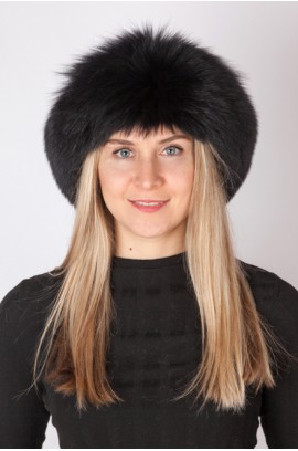 Black fox fur headband - Neck warmer